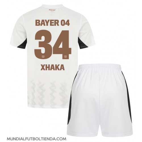 Camiseta Bayer Leverkusen Granit Xhaka #34 Segunda Equipación Replica 2024-25 para niños mangas cortas (+ Pantalones cortos)